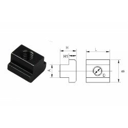 Écrou en acier pour rainures en T avec filetage M12 pour rainures de 18 mm Écrou en acier pour rainures en T avec filetage M12 pour rainures de 18 mm